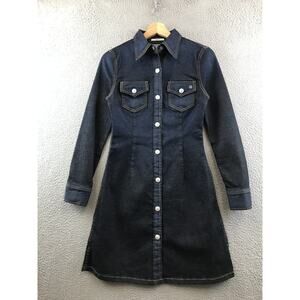 Alexa Chung For AG Denim Shirt Dress Womens Small Indigo Blue Button Down Fitted